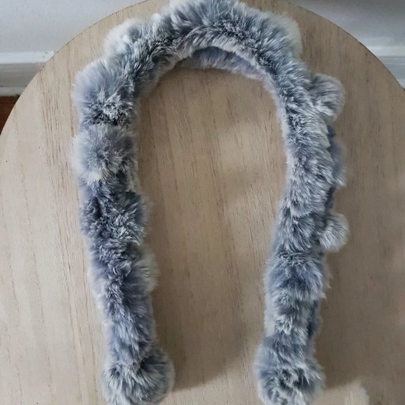 Vintage Rabbit Fur Skinny Scarf, Grey Rabbit Fur Scarf, Vintage Rabbit Fur Scarf - Picture 2 of 4